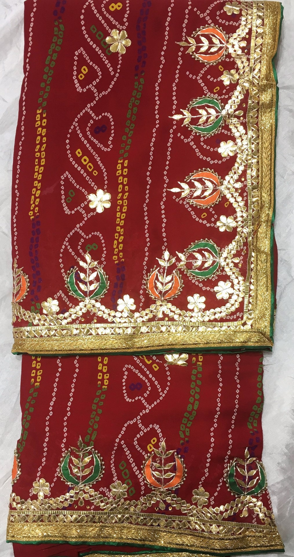 Red Festive Wear Bandhani Printed Georgette Saree