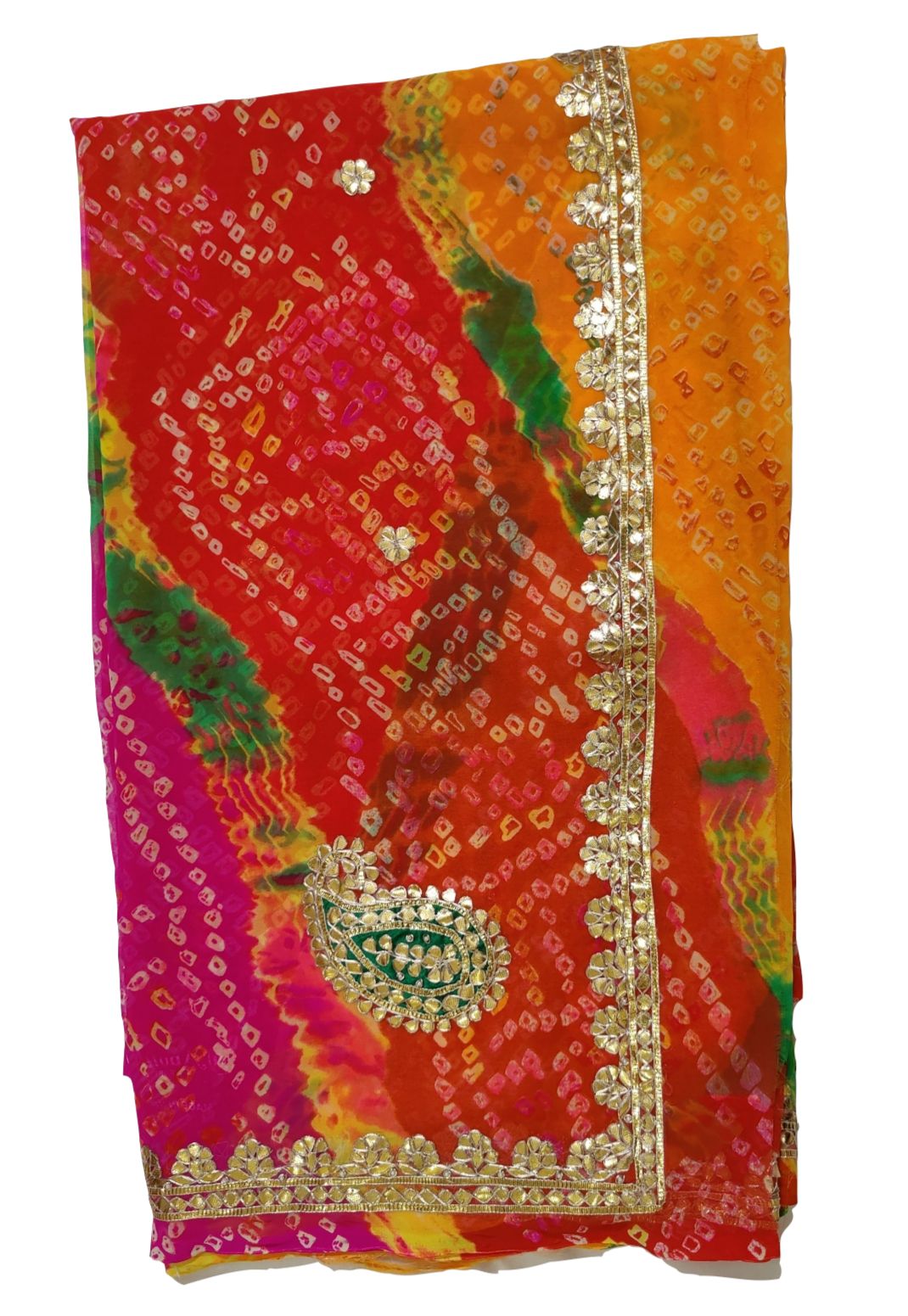 Embroidery Bandhani Saree Gaji Silk - Bandhani - Bandhani - Kutch